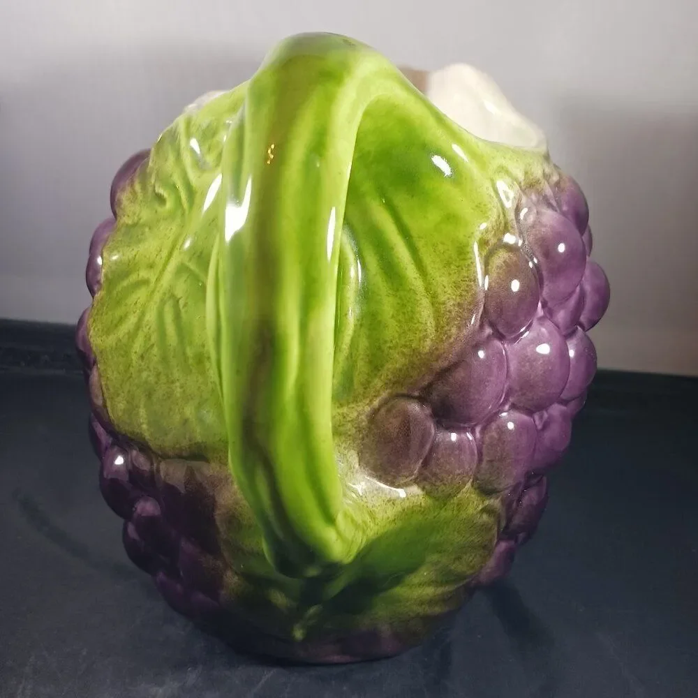 Vintage Pier 1 Majolica Grape Vine Pitcher 3D Made in Italy